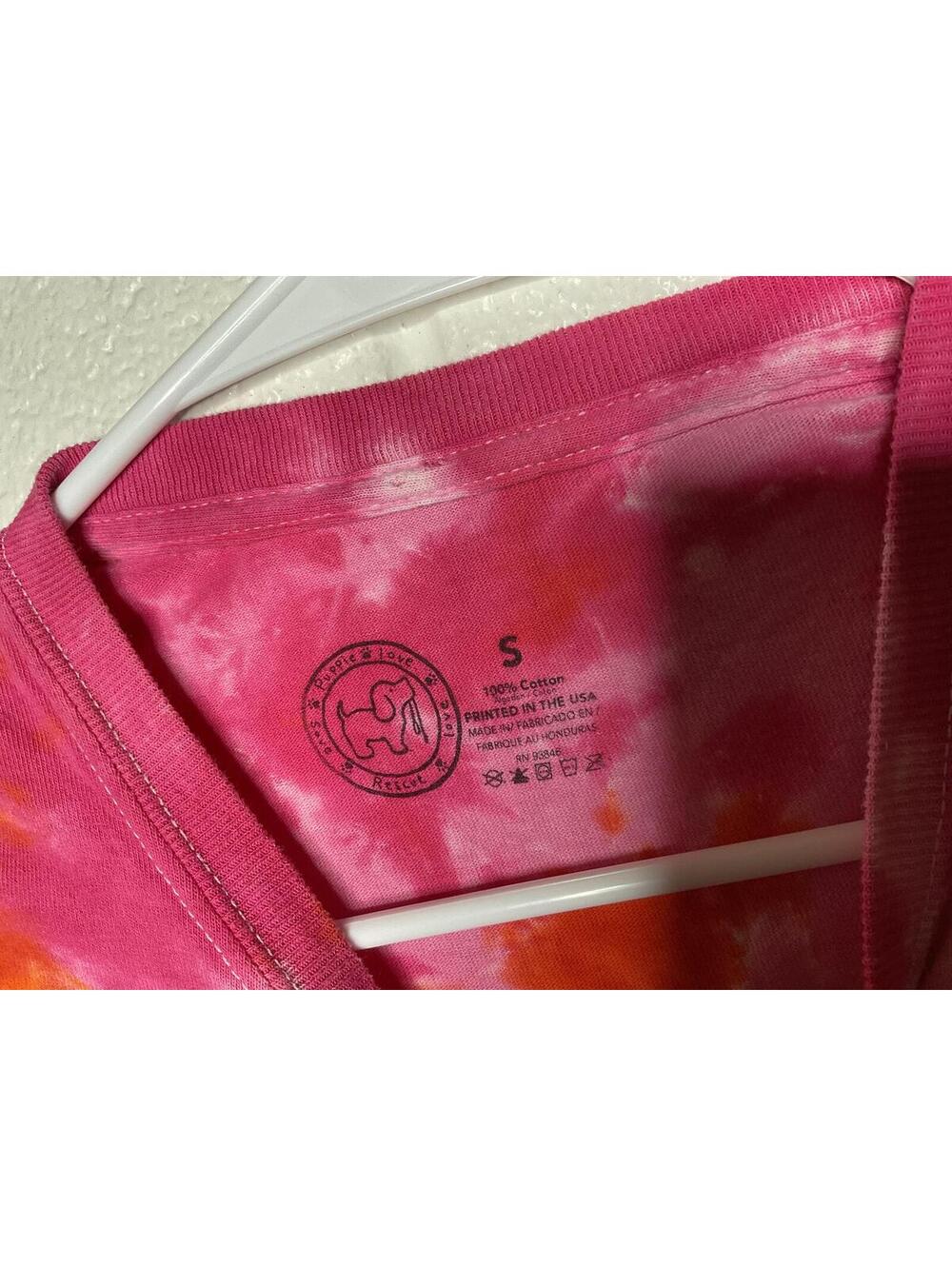 < Puppie Love Orange/Pink Tie Dye Short Sleeve Tee > - Picture 2 of 3